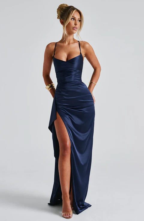 Laura-Vestido largo Azul marino