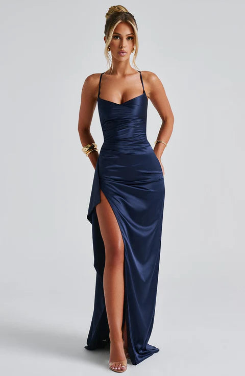 Laura-Vestido largo Azul marino