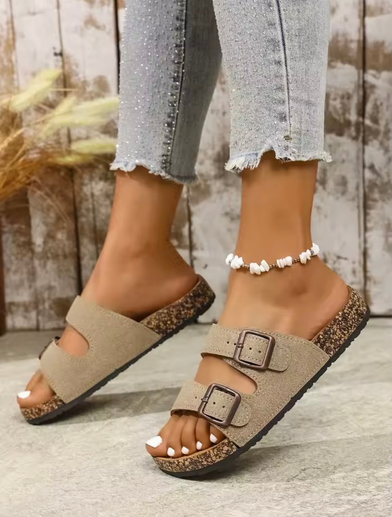 Mulas para adolescentes de mujer, zapatos sin cordones informales Vintage para primavera y verano, medias zapatillas con doble correa superior de Pu y hebilla ajustable