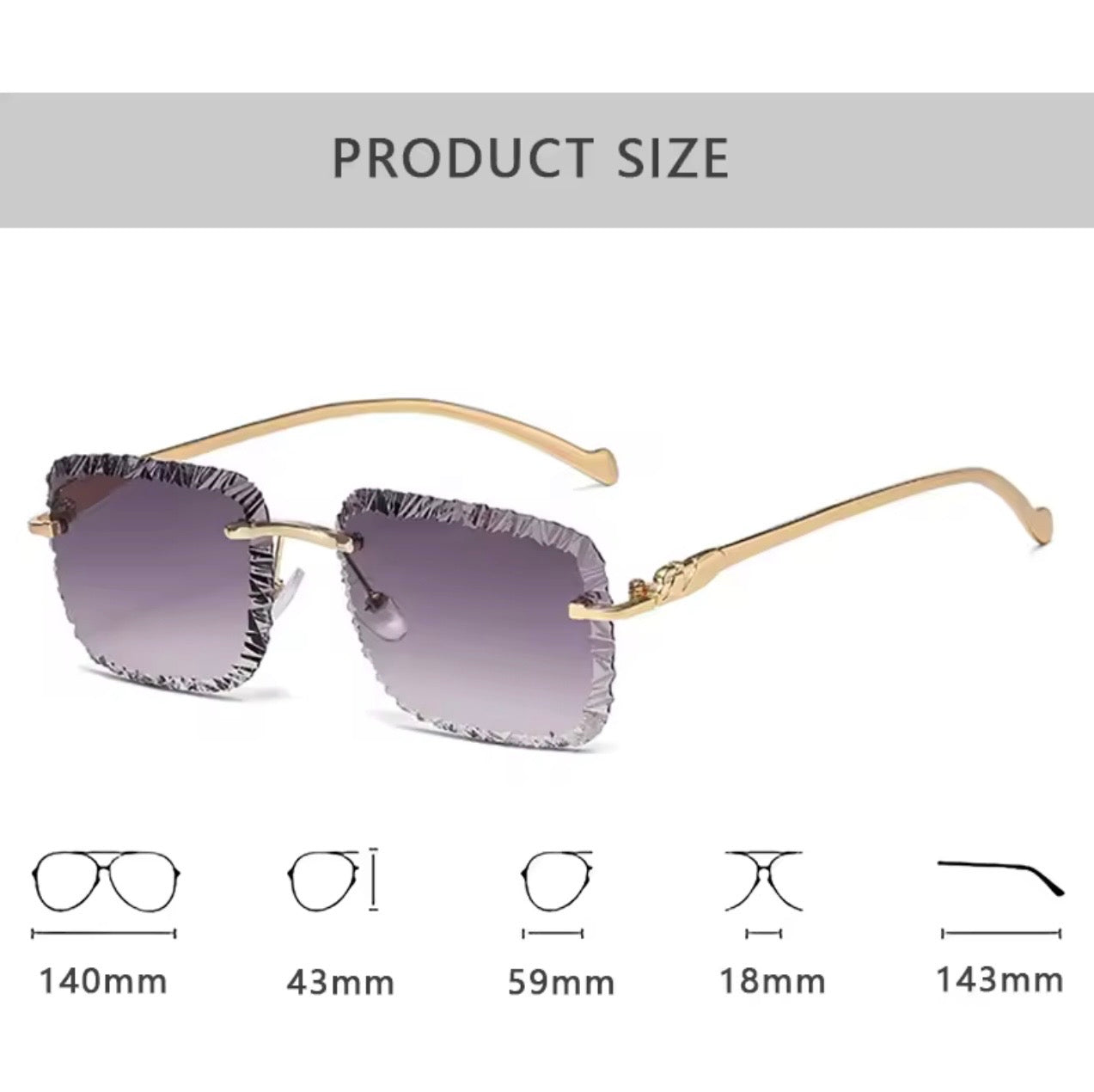 Gafas de sol de diseñador de marca de lujo para hombre y mujer, lentes de sol elegantes Vintage sin montura de leopardo, a la moda, 2026
