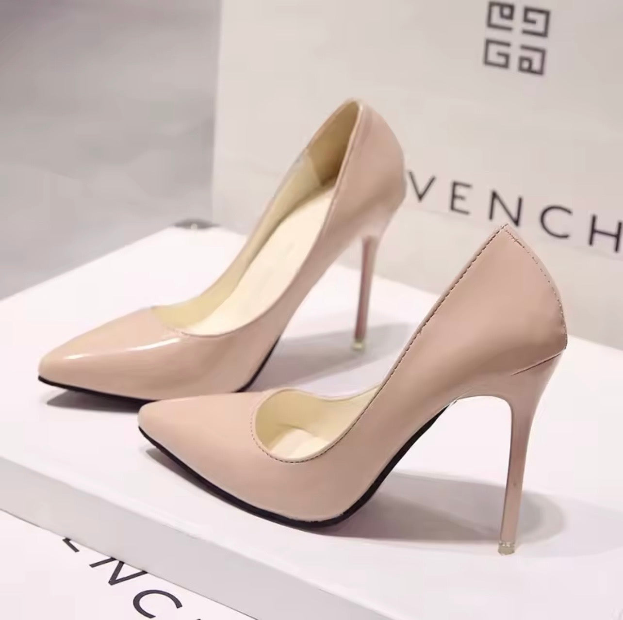 Zapatos de tacón alto de charol para mujer, calzado de boda, punta estrecha, Sexy, Color sólido, tamaño 10cm