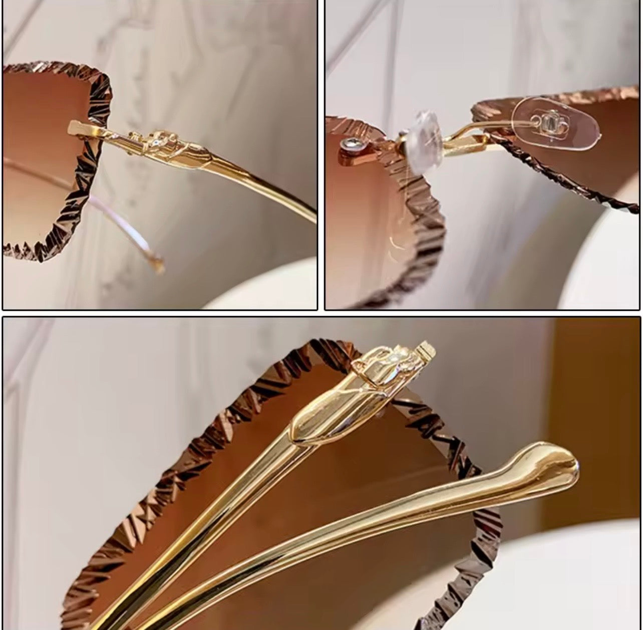 Gafas de sol de diseñador de marca de lujo para hombre y mujer, lentes de sol elegantes Vintage sin montura de leopardo, a la moda, 2026