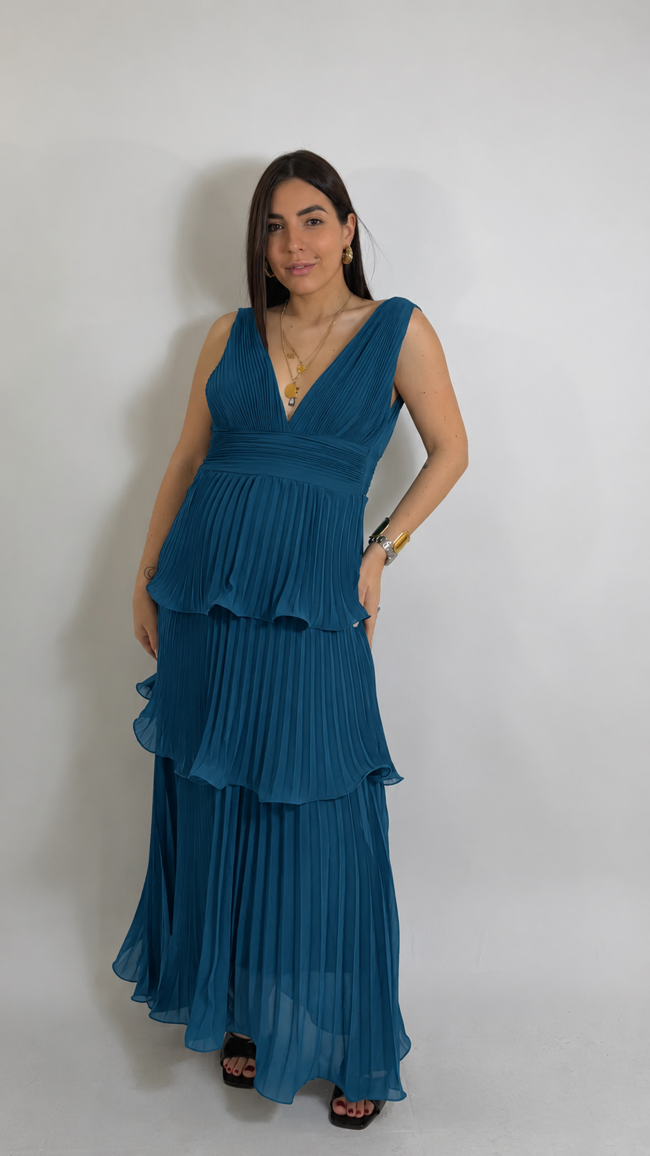 Vestido Maternidad Plisado Borgoña