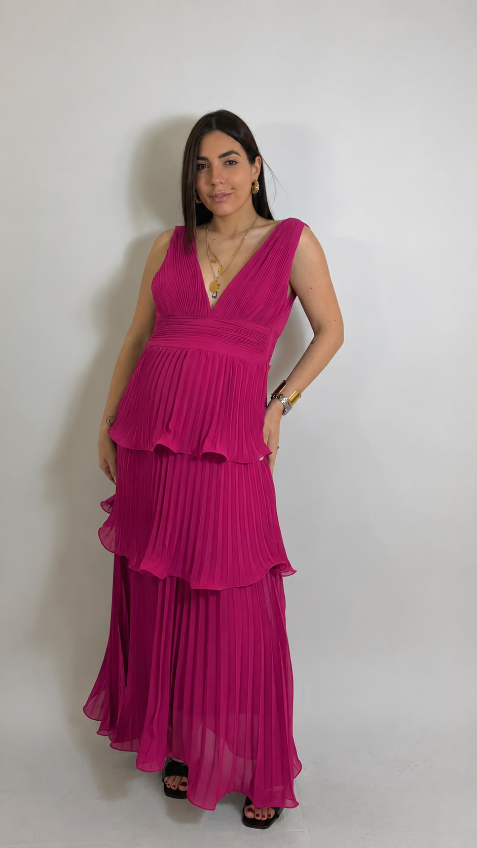 Vestido Maternidad Plisado Borgoña