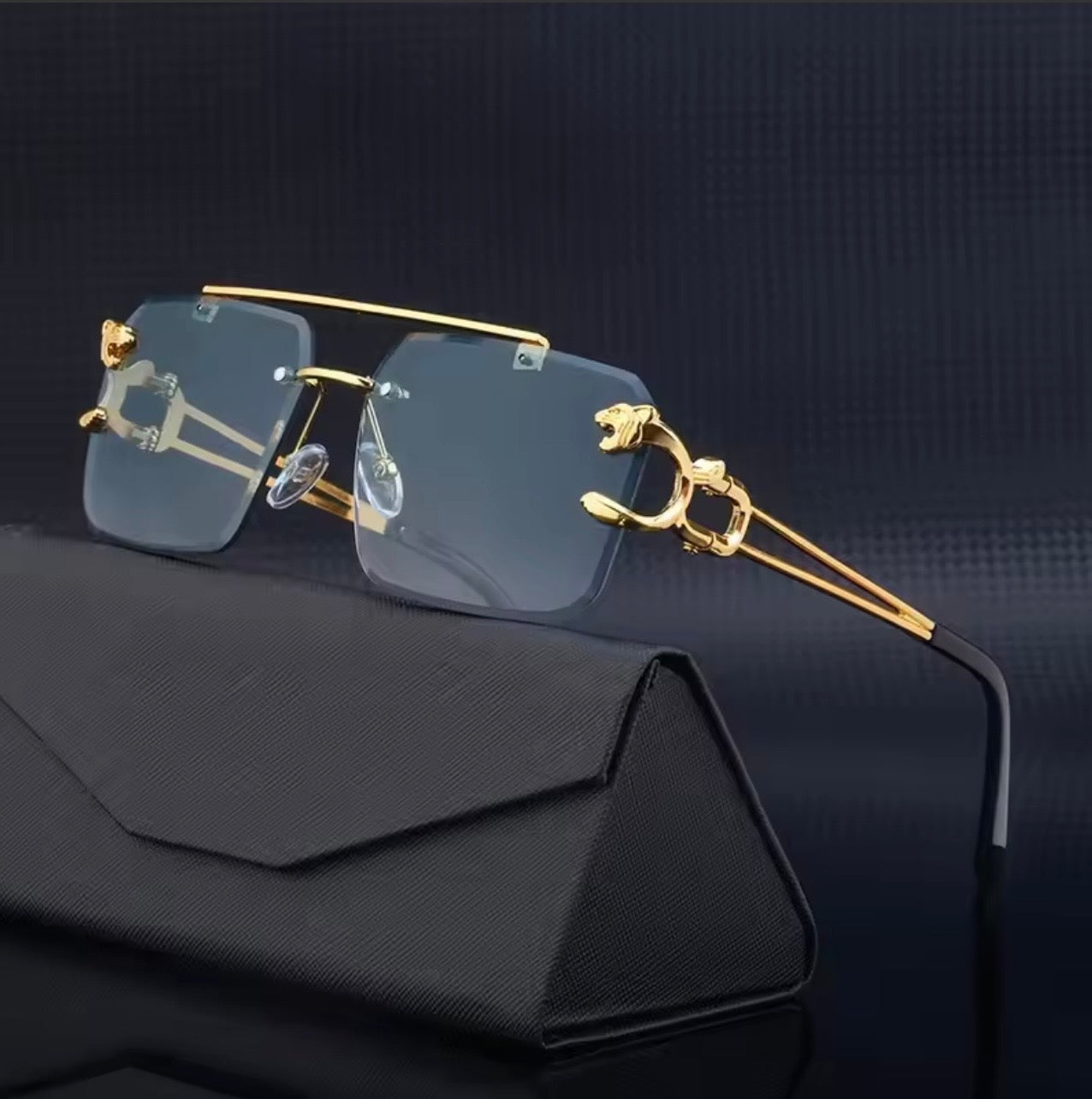 Gafas De Sol cuadradas De lujo para hombre y mujer, lentes De Sol sin montura Vintage De diseñador De marca, gafas De Sol Retro a la moda para hombre y mujer