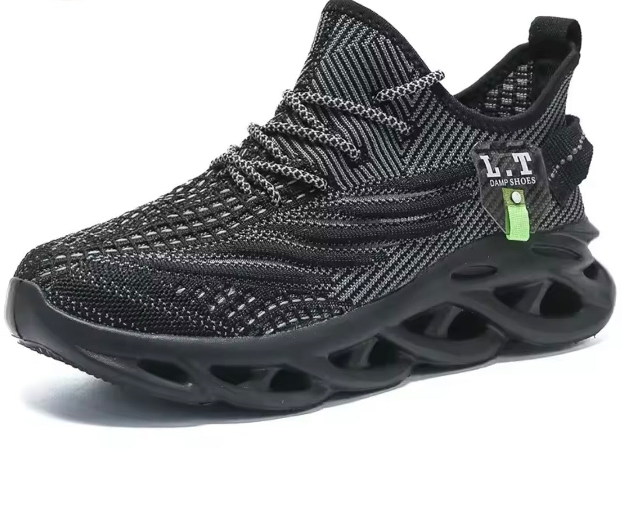 YRZL hombres deportes correr negro zapatos para correr zapatillas casuales al aire libre malla transpirable mujeres ligero absorción de impacto tenis negro