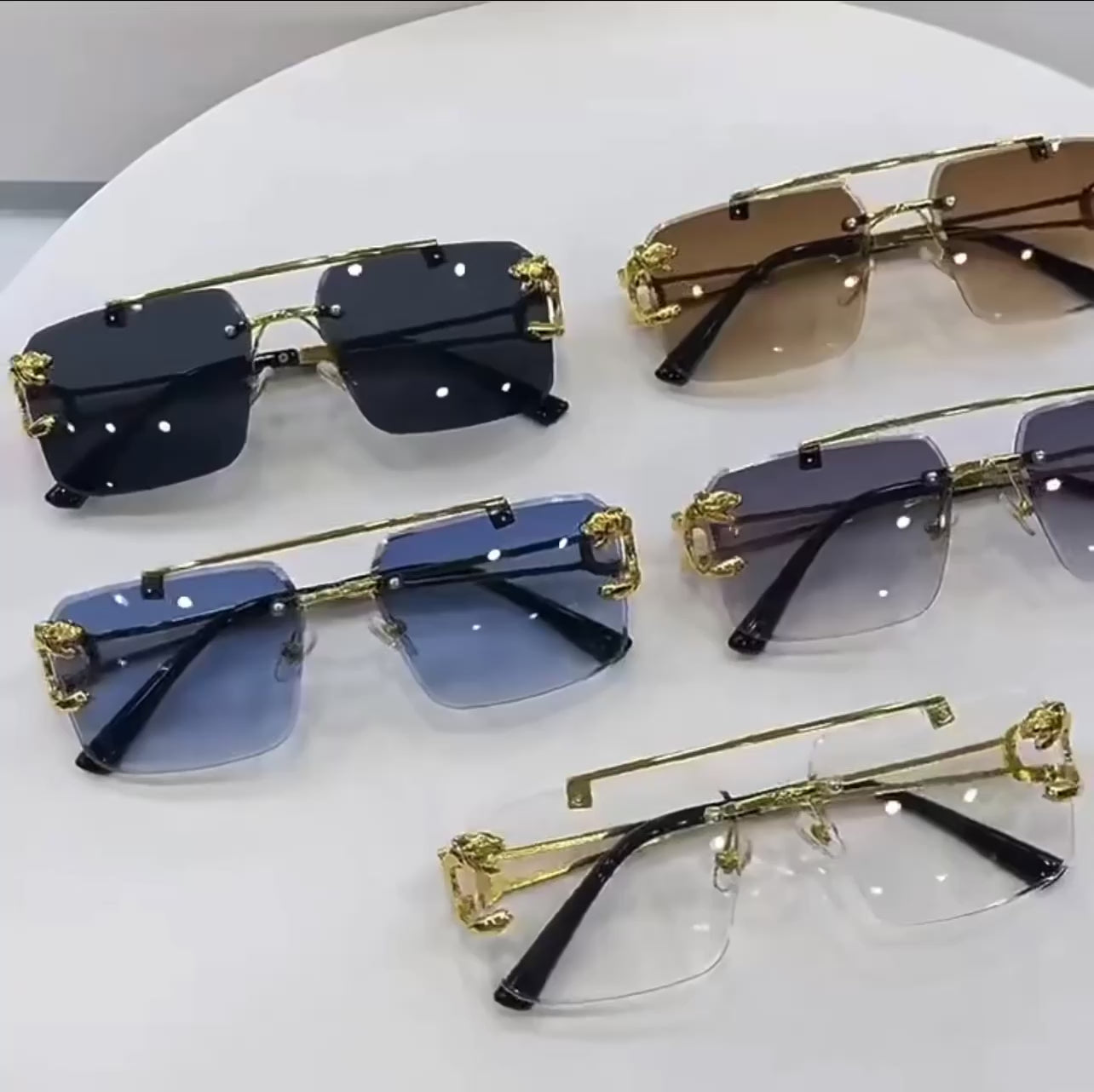Gafas De Sol cuadradas De lujo para hombre y mujer, lentes De Sol sin montura Vintage De diseñador De marca, gafas De Sol Retro a la moda para hombre y mujer